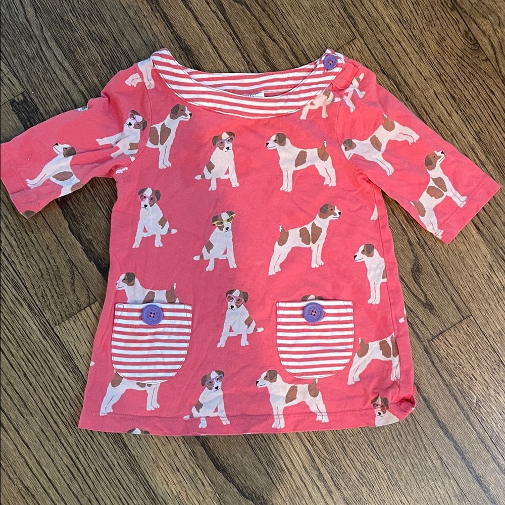 Mini Boden Pink Dog Print One Piece